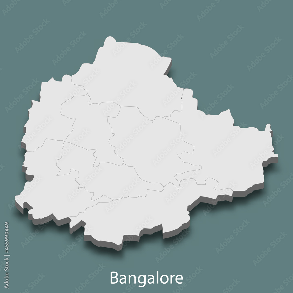 3d isometric map of Bangalore is a city of India 3d isometric map of Bangalore is a city of India