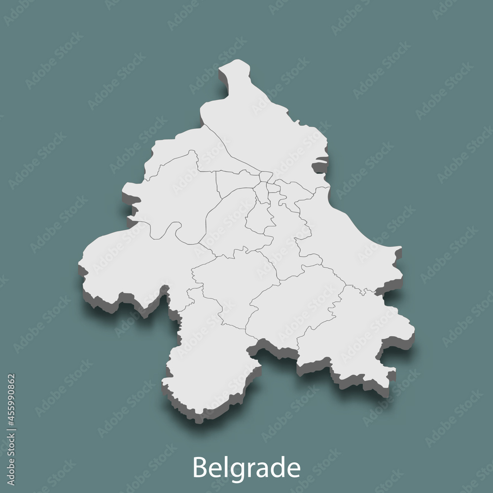 3d isometric map of Belgrade is a city of Serbia