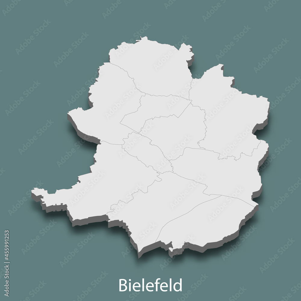3d isometric map of Bielefeld is a city of Germany