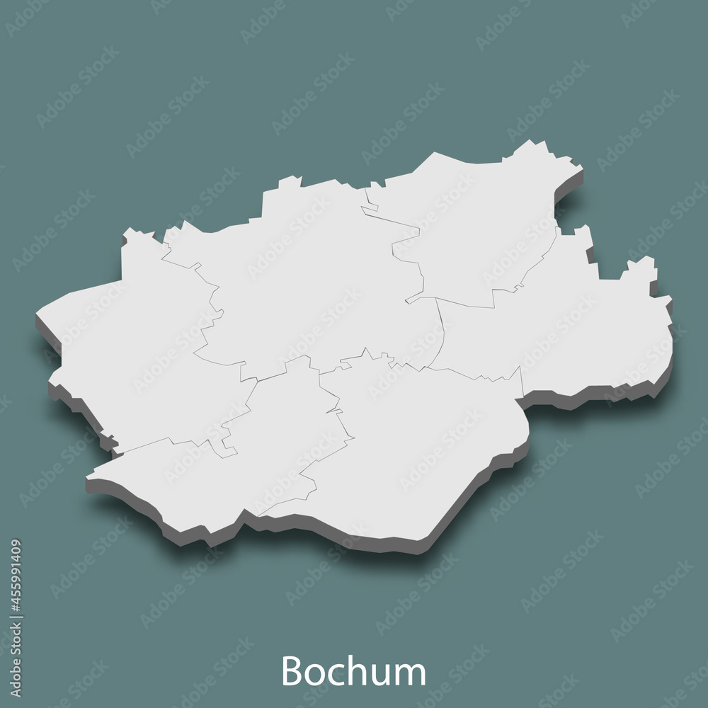 3d isometric map of Bochum is a city of Germany