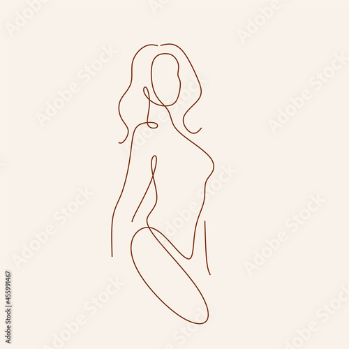 Minimal Woman Art. One Line Art. Naked Woman Wall Art. Nude Print. Naked Female Pose. Flower body 