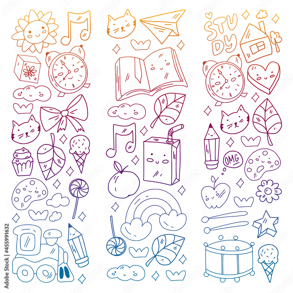 Vector pattern with school icons. E-learning, online education. Vector pattern with school icons. E-learning, online education.