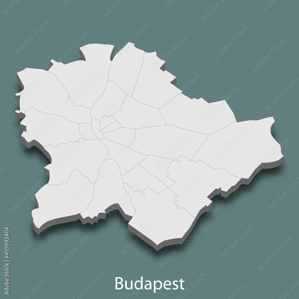 3d isometric map of Budapest is a city of Hungary