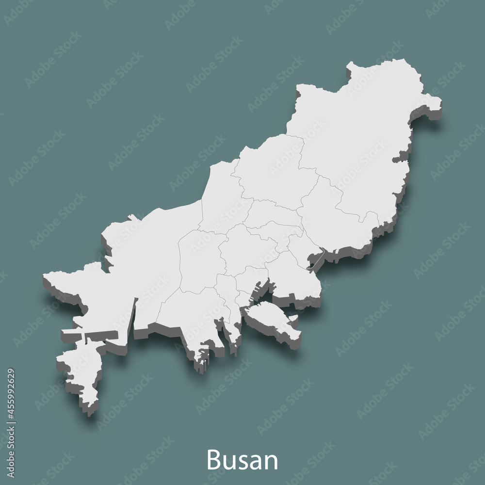 3d isometric map of Busan is a city of Korea 3d isometric map of Busan is a city of Korea