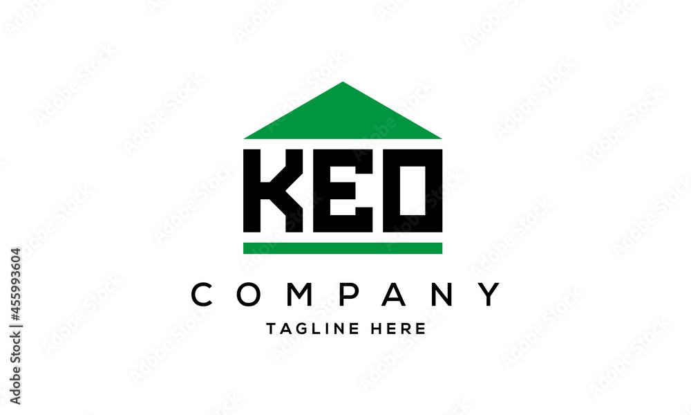 KEO three letter house for real estate logo design KEO three letter house for real estate logo design