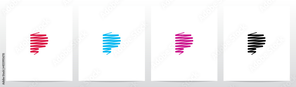 Scribble Forming Letter Logo Design P Scribble Forming Letter Logo Design P