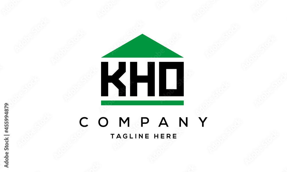 KHO three letter house for real estate logo design KHO three letter house for real estate logo design