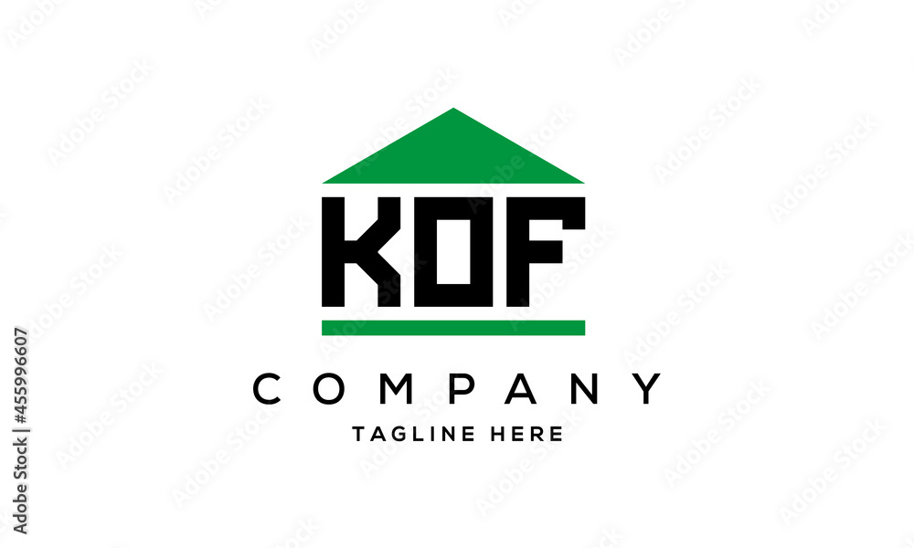 KOF three letter house for real estate logo design