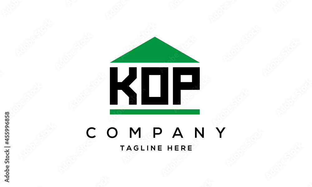 KOP three letter house for real estate logo design KOP three letter house for real estate logo design