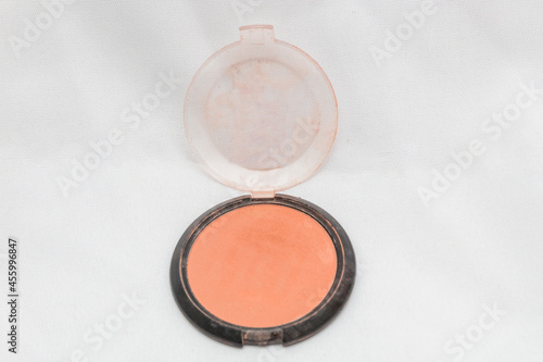 makeup, compact powder for the face on a white background.