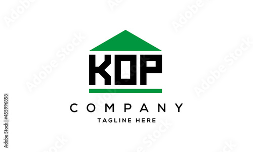KOP three letter house for real estate logo design