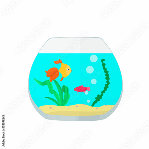 Aquarium with fish. Beautiful fish, vector illustration