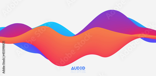 Sound wave visualiztion. 3D colorful solid waveform. Voice sample pattern.