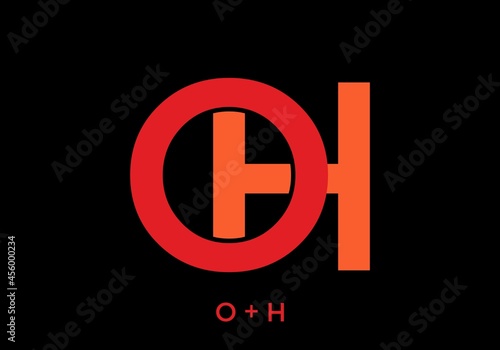 Red orange of OH initial letter