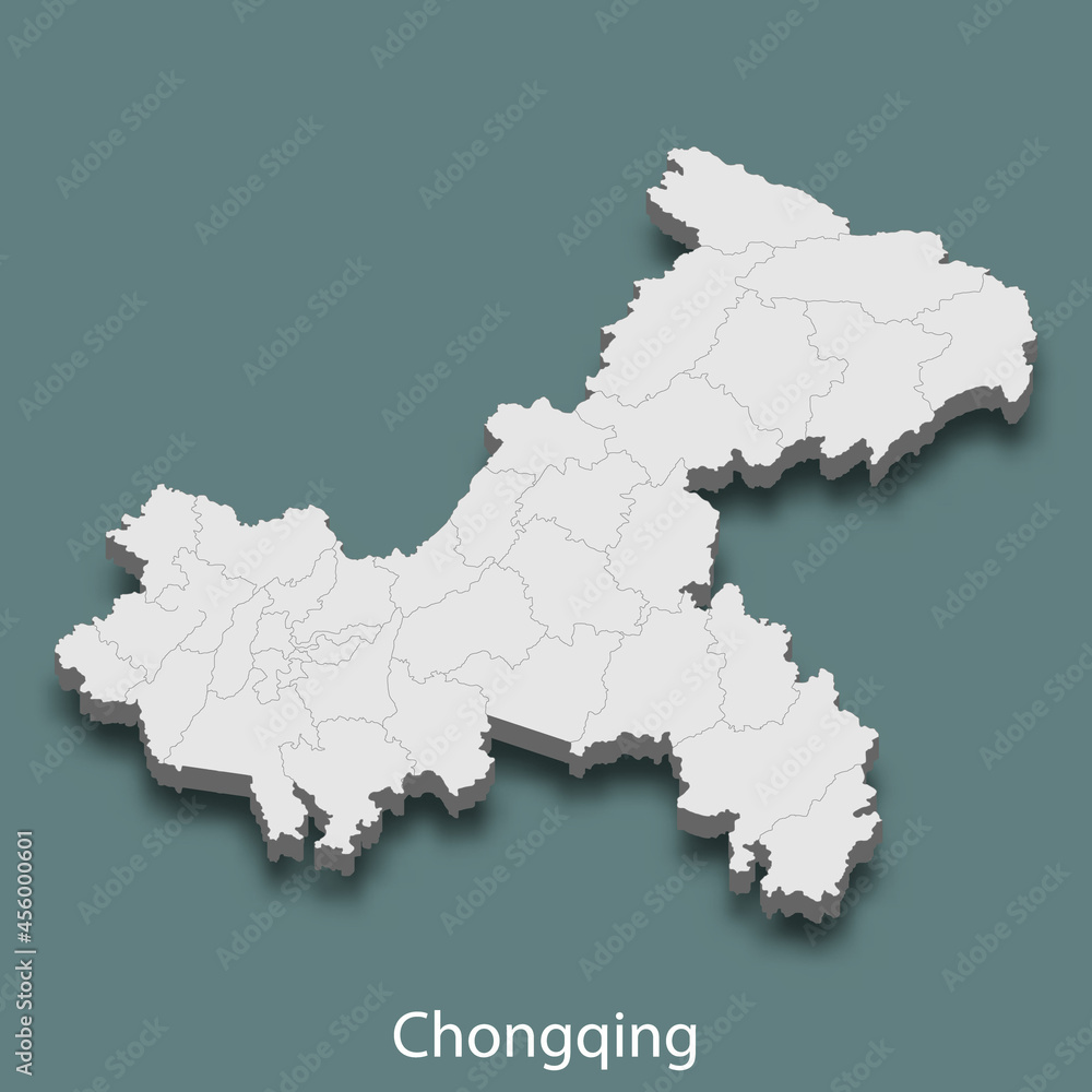3d isometric map of Chongqing is a city of China