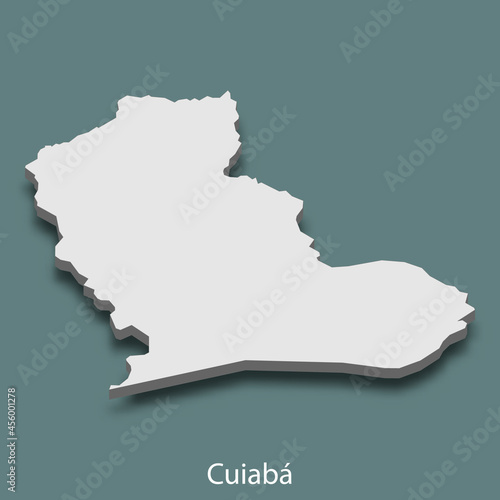 3d isometric map of Cuiaba is a city of Brazil photo