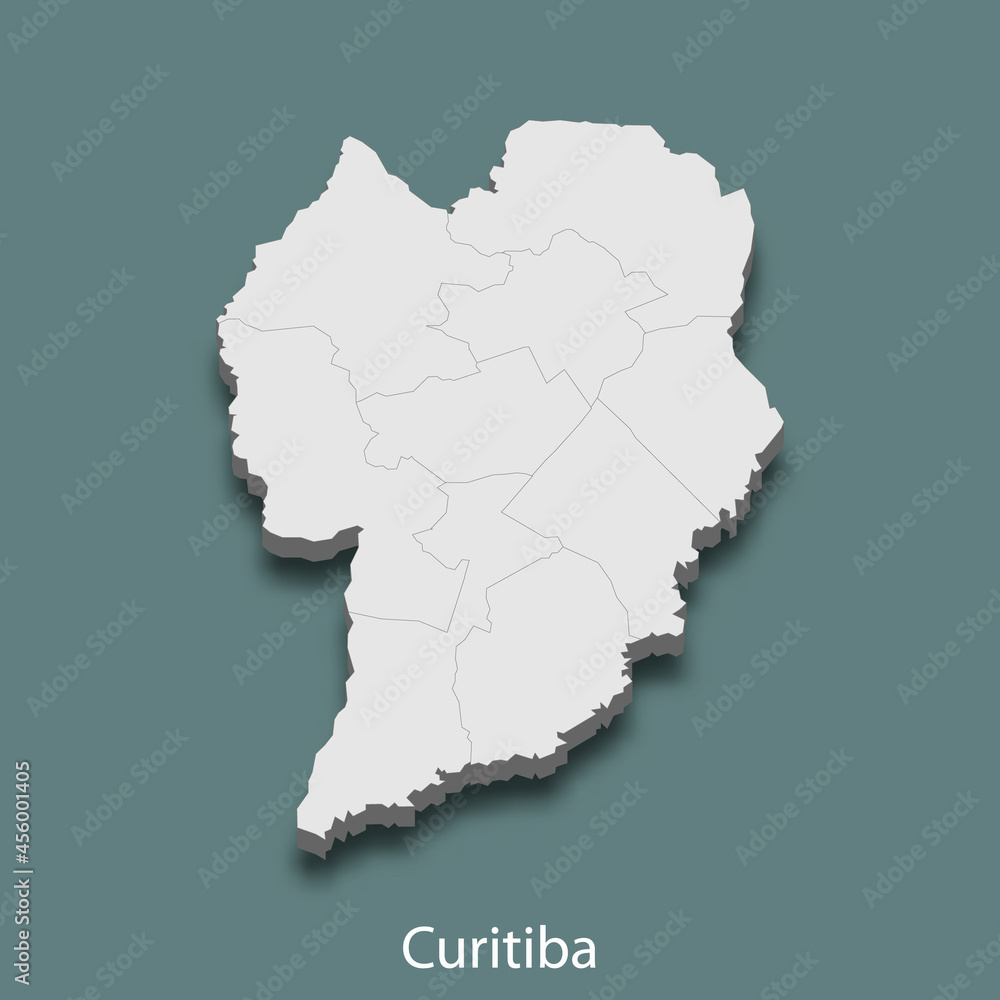 3d isometric map of Curitiba is a city of Brazil 3d isometric map of Curitiba is a city of Brazil
