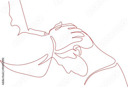 hand with cross line art .Concept of hope, faith, christianity, religion, church online.
