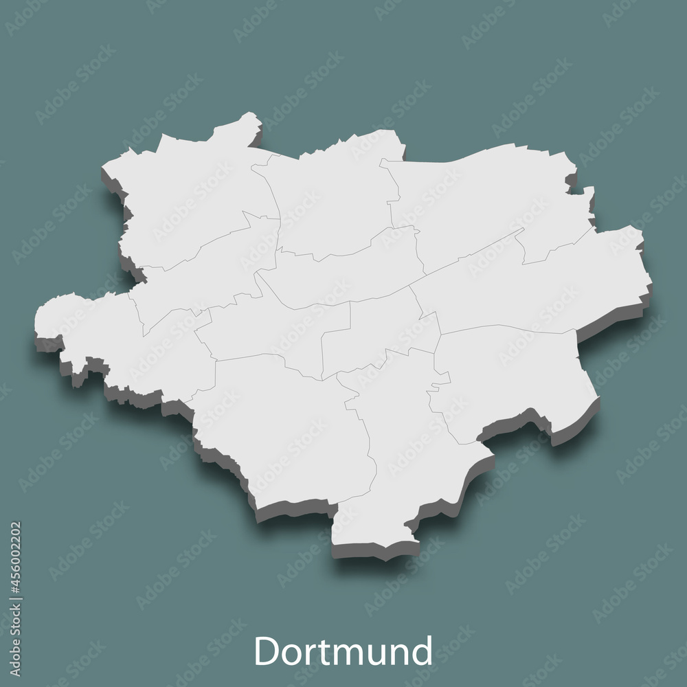 3d isometric map of Dortmund is a city of Germany