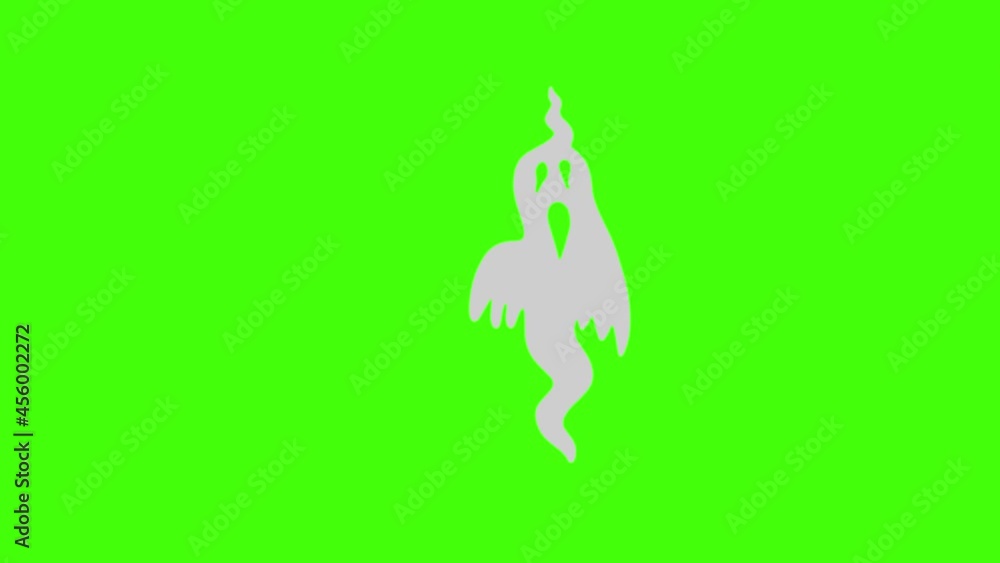Ghost animation, flat design on green screen chroma key, halloween ...