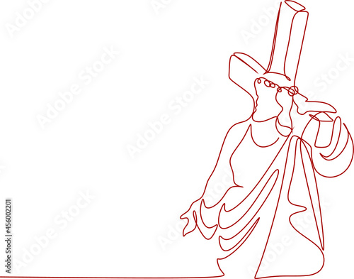 hand with cross line art .Concept of hope, faith, christianity, religion, church online.
