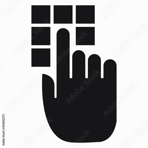 Hand dialing code. Entering the code. Setting the secret code. Commercial line vector icon for websites and mobile minimalistic flat design.