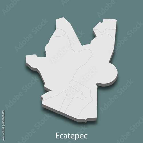 3d isometric map of Ecatepec is a city of Mexico