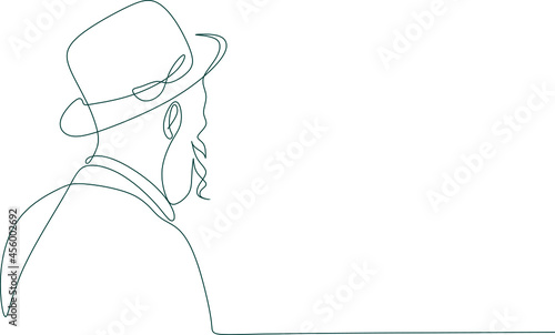 Hanukkah set of line art menorah icon isolated on black background. Religion icon. Hanukkah traditional symbol. Line drawing of jew, jewish symbol
