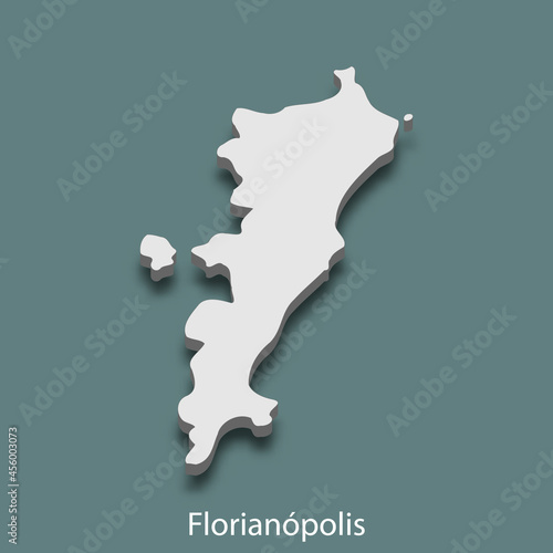 3d isometric map of Florianopolis is a city of Brazil photo