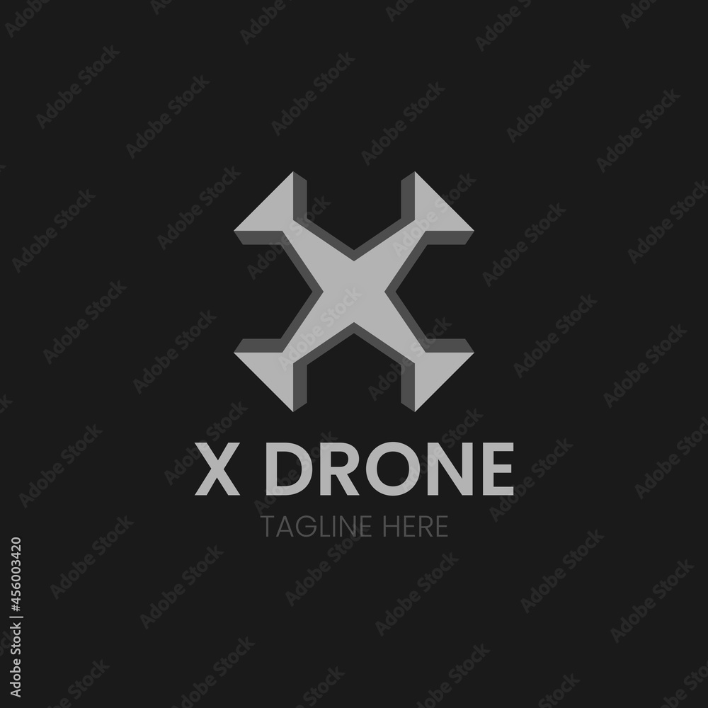 Obraz premium x logo, drone design concept and black background. Modern, simple logo. Suitable for various companies