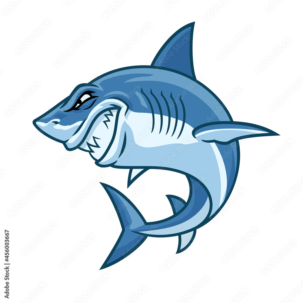 Fototapeta premium Angry Cartoon Shark Character