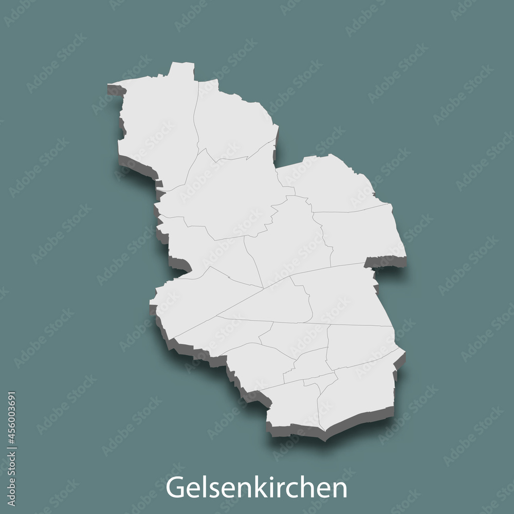 3d isometric map of Gelsenkirchen is a city of Germany