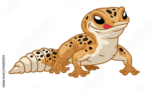 Cute cartoon leopard gecko