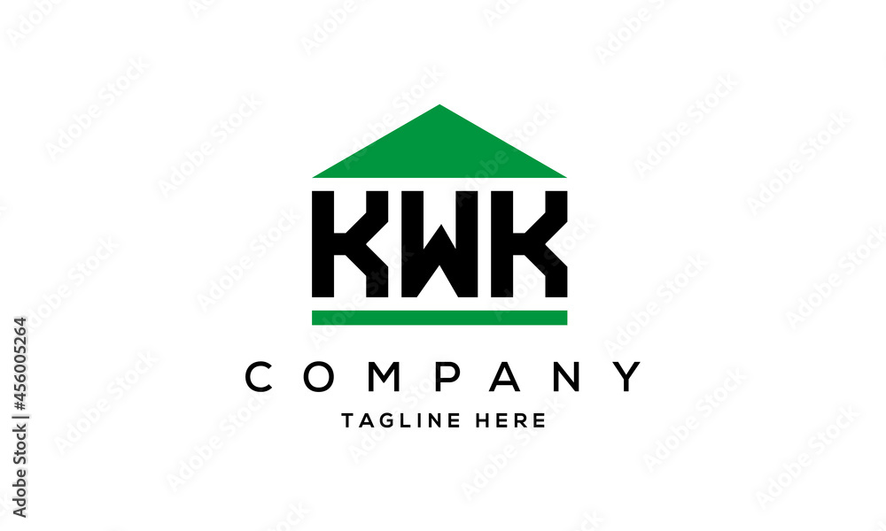 KWK three letter house for real estate logo design