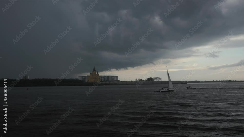 River view from the yacht. Cloudy summer day River view from the yacht. Cloudy summer day