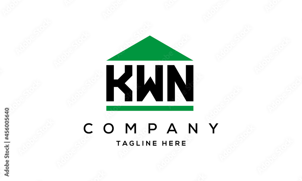 KWN three letter house for real estate logo design KWN three letter house for real estate logo design