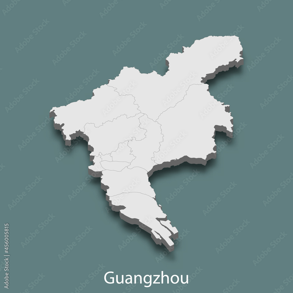 3d isometric map of Guangzhou is a city of China