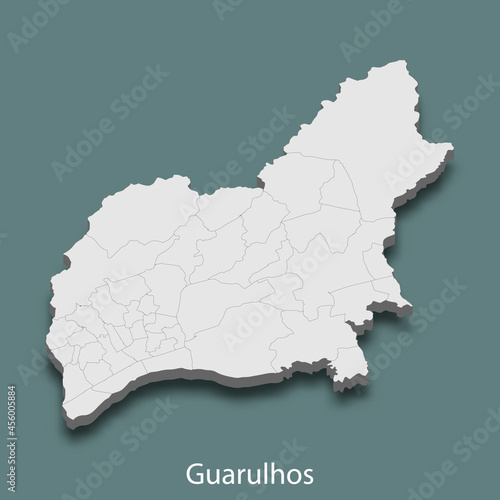 3d isometric map of Guarulhos is a city of Brazil