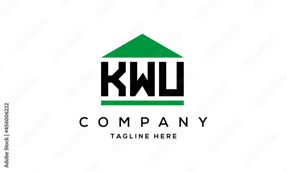 KWU three letter house for real estate logo design KWU three letter house for real estate logo design