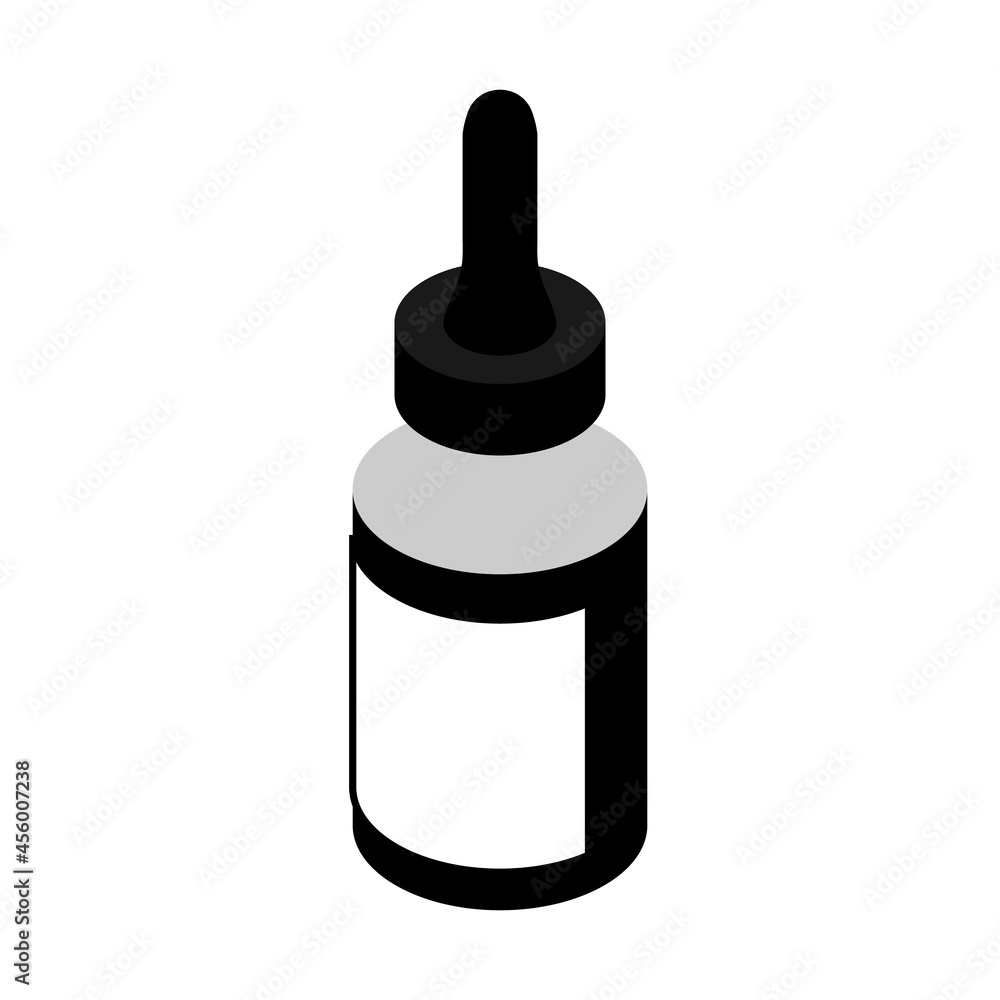 A vial with liquid and a label for the inscription. Bottle with drops. Vector template. A vial with liquid and a label for the inscription. Bottle with drops. Vector template.