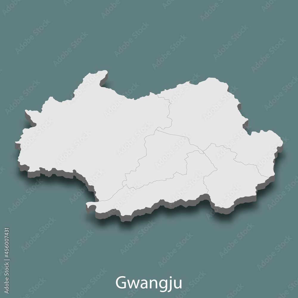 3d isometric map of Gwangju is a city of Korea