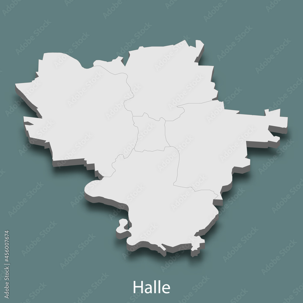 3d isometric map of Halle is a city of Germany