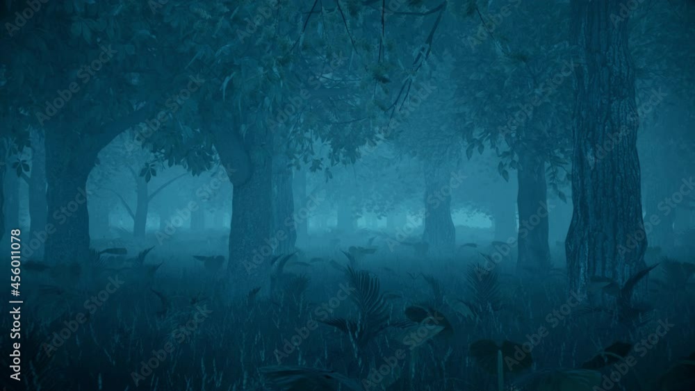 Moving through a haunted forest at night. Moving through a haunted forest at night.