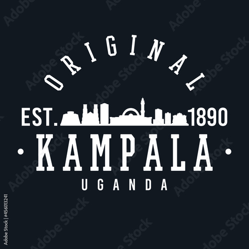 Kampala, Uganda Skyline Original. A Logotype Sports College and University Style. Illustration Design Vector City.