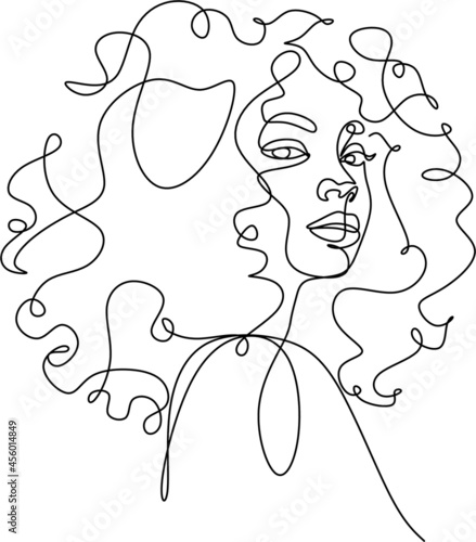 Black Woman Portrait Line Drawing African American Woman Line . Female naked. One line art minimalist portrait. Female vector logo. 