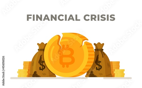 Vector illustration of financial crisis. Waste of money. Concept of human financial insolvency.  Isolated image in a flat style. Ruin. Crisis. 