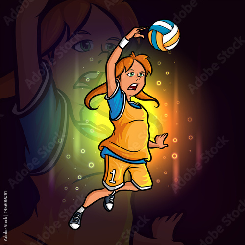 The girl volleyball player esport mascot design