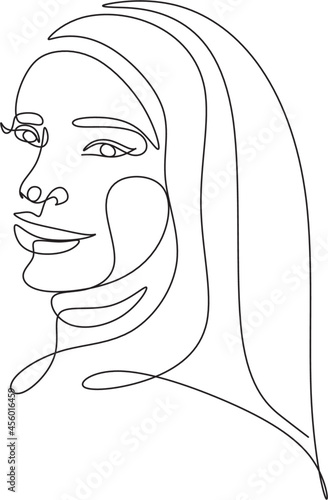 Beautiful women in hijab line art drawing