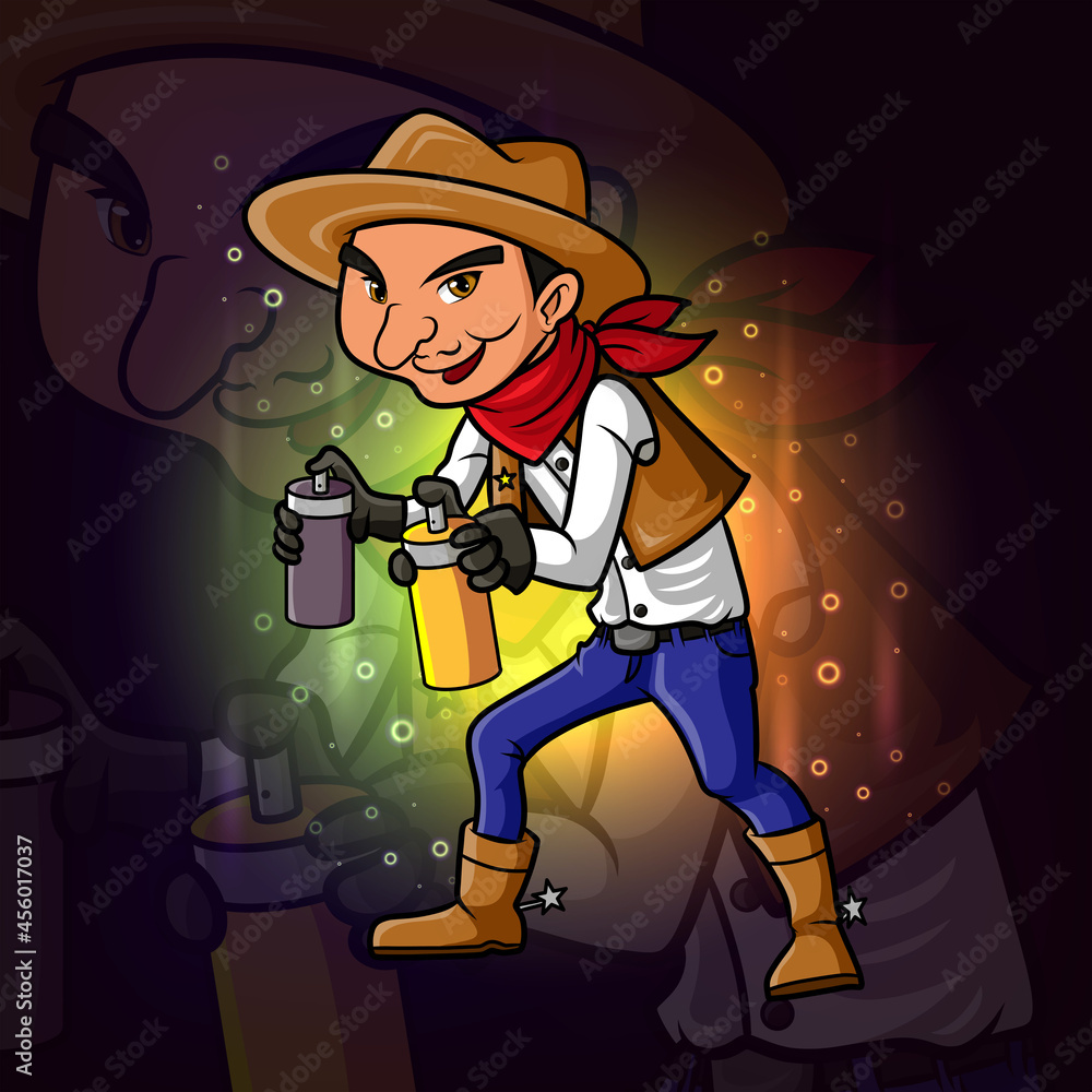 The bandit with the paint spray esport mascot design The bandit with the paint spray esport mascot design