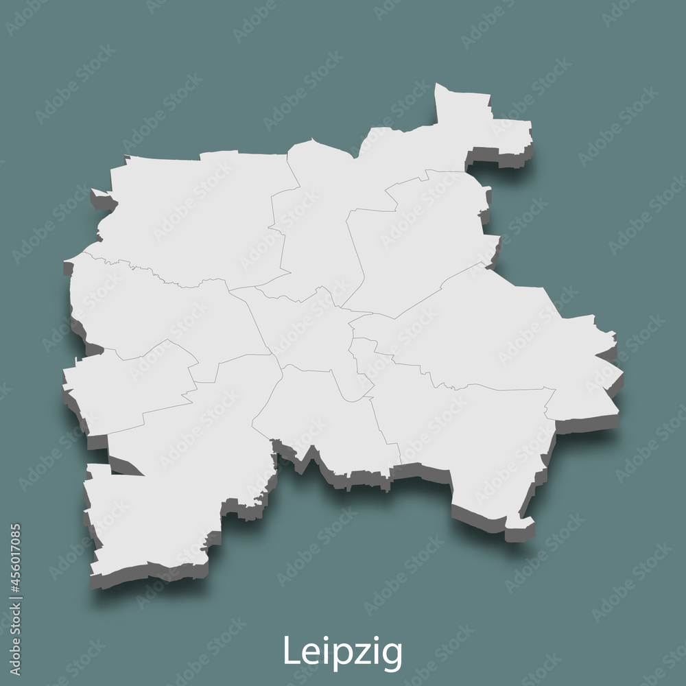 3d isometric map of Leipzig is a city of Germany